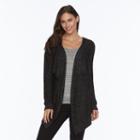 Women's Ab Studio Marled Boucle Cardigan, Size: Xlrg Av/rg, Black