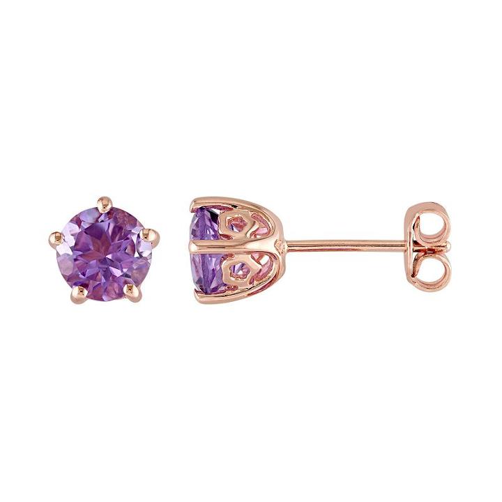 Laura Ashley Sterling Silver Amethyst Stud Earrings, Women's, Purple