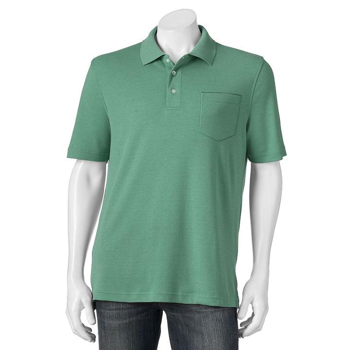 Men's Croft & Barrow&reg; Signature Pocket Polo, Size: Xl, Med Green