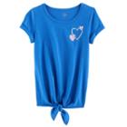 Girls 7-16 & Plus Size So&reg; Rolled Cuff Tie Front Tee, Size: 20 1/2, Blue (navy)