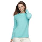 Women's Croft & Barrow&reg; Cable-knit Boatneck Sweater, Size: Large, Turquoise/blue (turq/aqua)