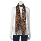 Apt. 9&reg; Pleated Leopard-print Wrap Scarf, Women's, White Oth