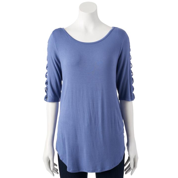 Women's French Laundry Crisscross Tee, Size: Large, Med Purple