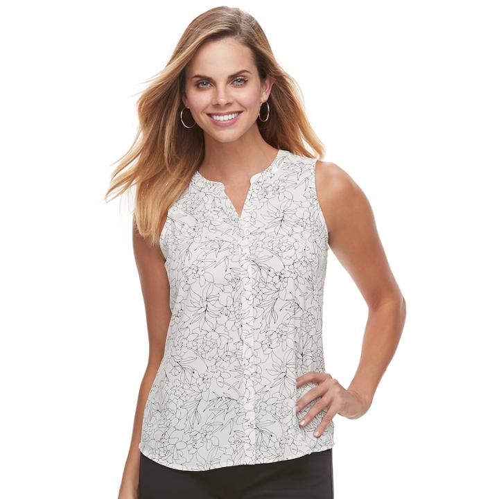 Petite Apt. 9&reg; Pleated Georgette Tank, Women's, Size: S Petite, Natural