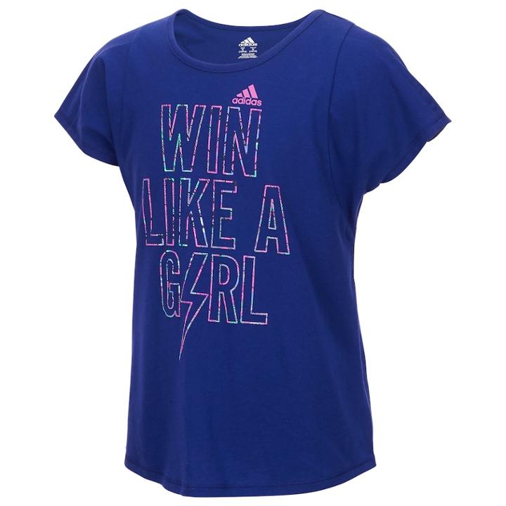 Girls 7-16 Adidas Slogan Graphic Tee, Size: Medium, Brt Purple