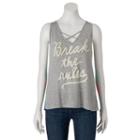 Juniors' About A Girl Break The Rules Graphic Tank, Size: Medium, Dark Grey