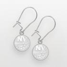 Logoart New York Islanders Sterling Silver Logo Drop Earrings, Women's, Grey