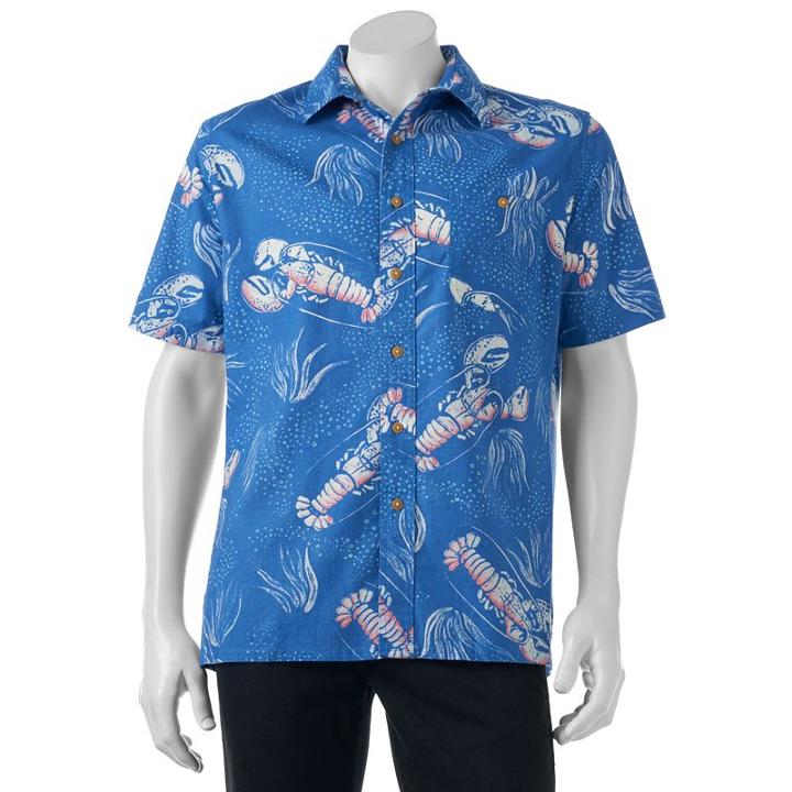 Men's Croft & Barrow&reg; Classic-fit Tropical Button-down Shirt, Size: Large, Blue (navy)