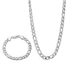 Lynx Stainless Steel Figaro Chain Necklace & Bracelet Set - Men, Grey