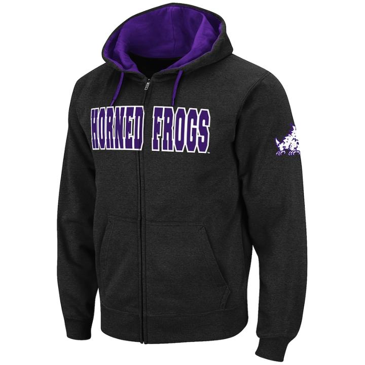 Men's Tcu Horned Frogs Full-zip Fleece Hoodie, Size: Small, Grey