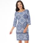 Women's Apt. 9&reg; Print Shift Dress, Size: Medium, Navy Border