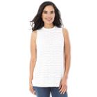 Women's Ab Studio Shutter Stripe Tank, Size: Regular, White Oth