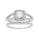 14k White Gold 1 Carat T.w. Igl Certified Diamond Square Halo Engagement Ring Set, Women's, Size: 9