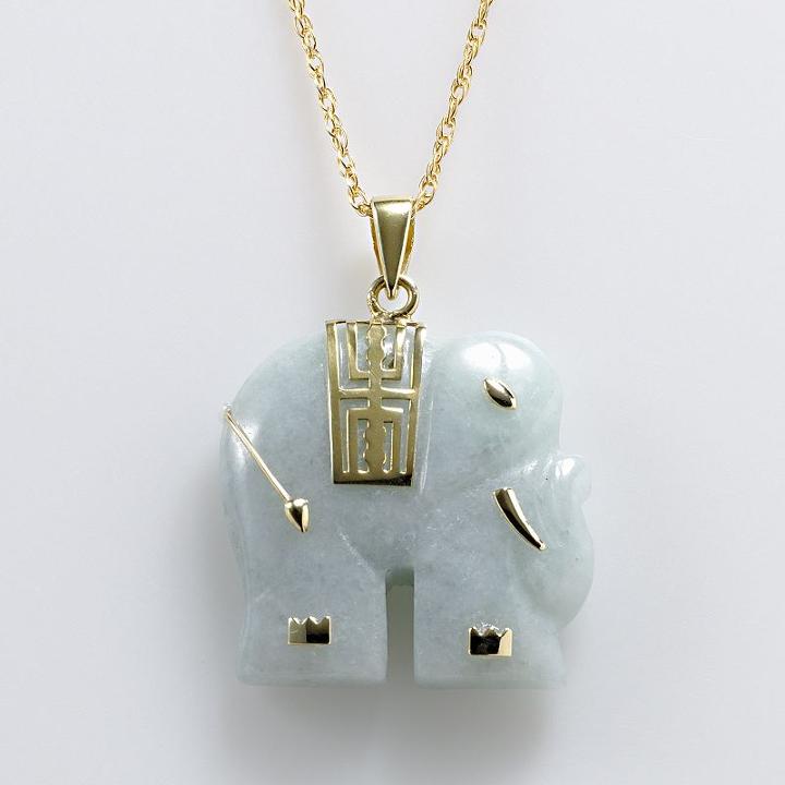 18k Gold Over Silver Jade Elephant Pendant, Women's, Size: 18, Green
