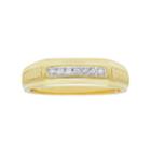 Men's 10k Gold 1/10 Carat T.w. Diamond Ridged Ring, White