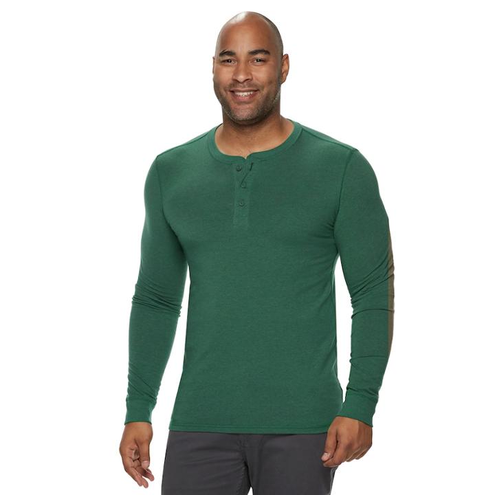 Men's Sonoma Goods For Life&trade; Supersoft Modern-fit Henley, Size: Xl Tall, Dark Green