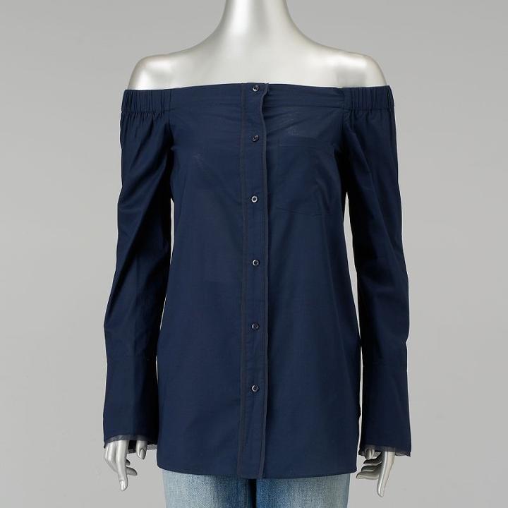 Women's Simply Vera Vera Wang Off-the-shoulder Top, Size: Medium, Dark Blue