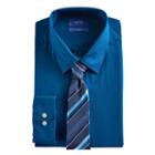 Men's Apt. 9&reg; Slim-fit Stretch Spread-collar Dress Shirt & Tie Set, Size: Xl-34/35, Blue