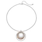 Faceted Stone Circle Pendant Necklace, Women's, Silver