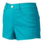 Juniors' So&reg; High Waisted Color Shortie Shorts, Girl's, Size: 13, Turquoise/blue (turq/aqua)