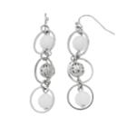 White Bead Linear Drop Nickel Free Earrings, Women's