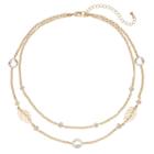 Simulated Crystal & Leaf Link Nickel Free Multistrand Necklace, Women's, Gold