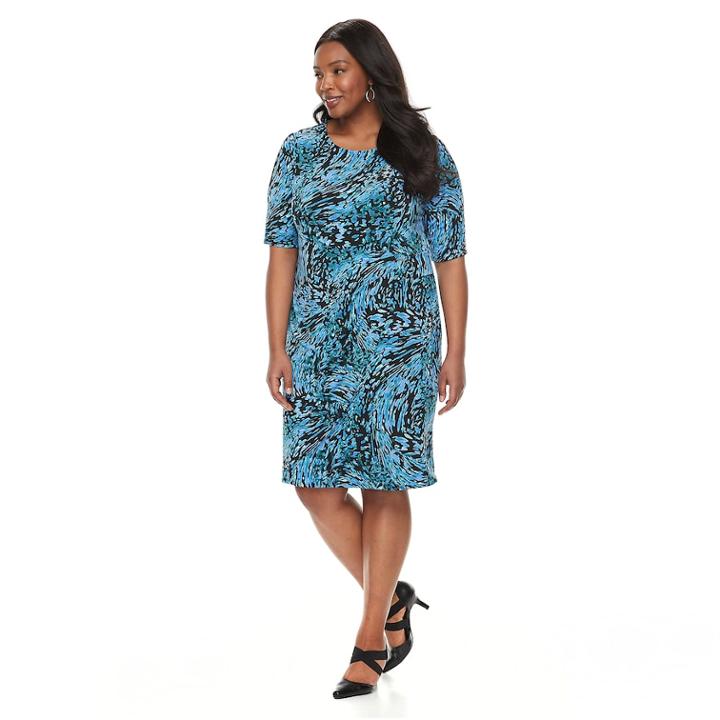 Plus Size Dana Buchman Faux Wrap Dress, Women's, Size: 0x, Brt Blue