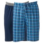 Big & Tall Hanes 2-pk. Striped And Solid Knit Lounge Shorts, Men's, Size: 4xl, Turquoise/blue (turq/aqua)