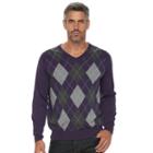 Men's Croft & Barrow&reg; True Comfort Classic-fit V-neck Sweater, Size: Large, Drk Purple