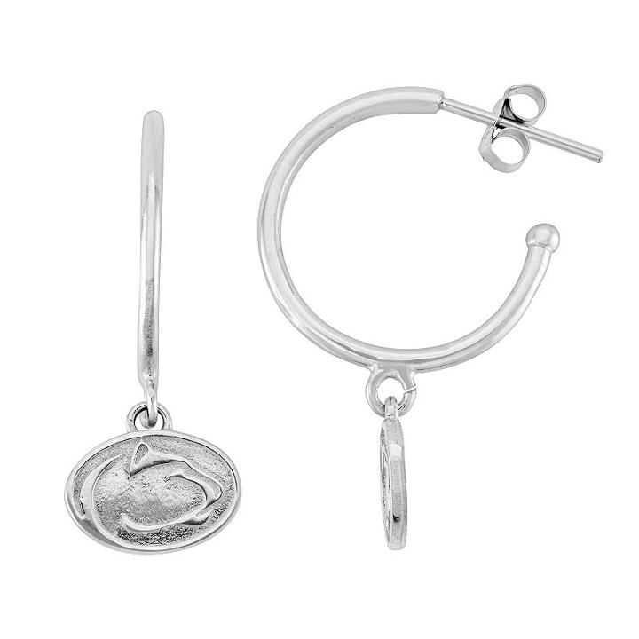 Dayna U Sterling Silver Penn State Nittany Lions Half Hoop Earrings, Women's, Grey