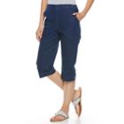 Petite Croft & Barrow&reg; Button-tab Capris, Women's, Size: 4 Petite, Dark Blue