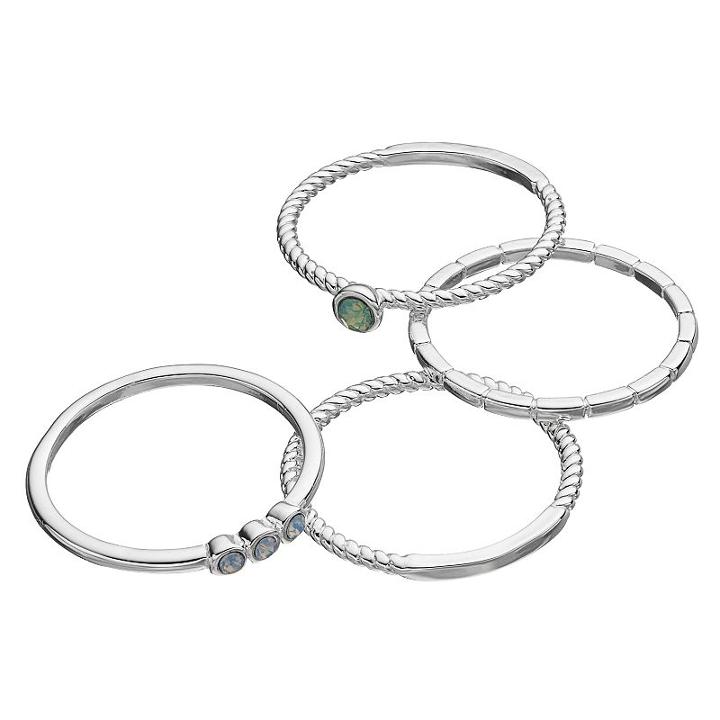 Lc Lauren Conrad Textured Ring Set, Women's, Silver