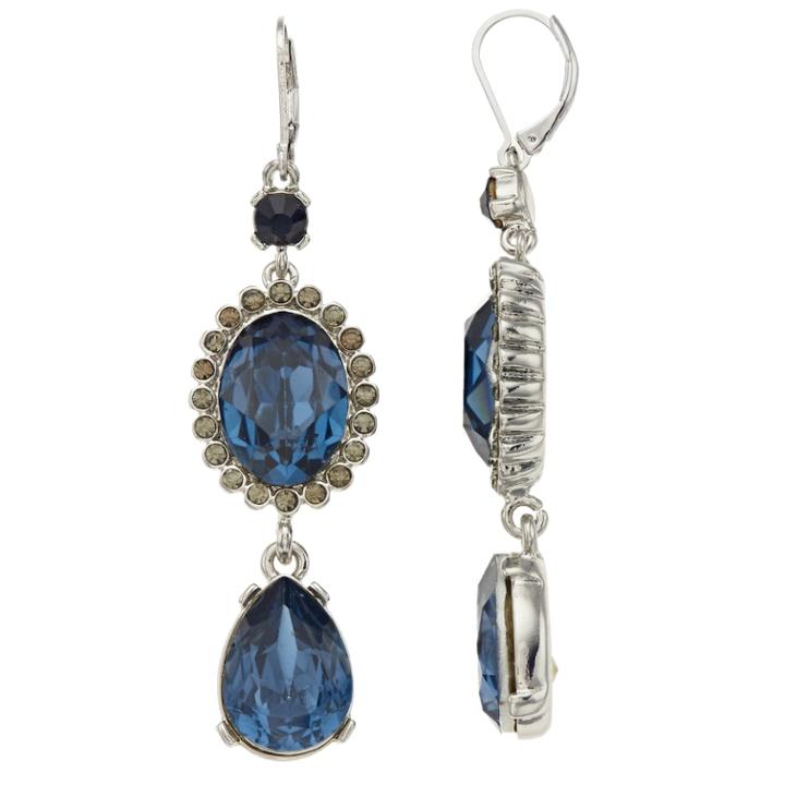 Simply Vera Vera Wang Blue Simulated Crystal Linear Teardrop Earrings, Women's