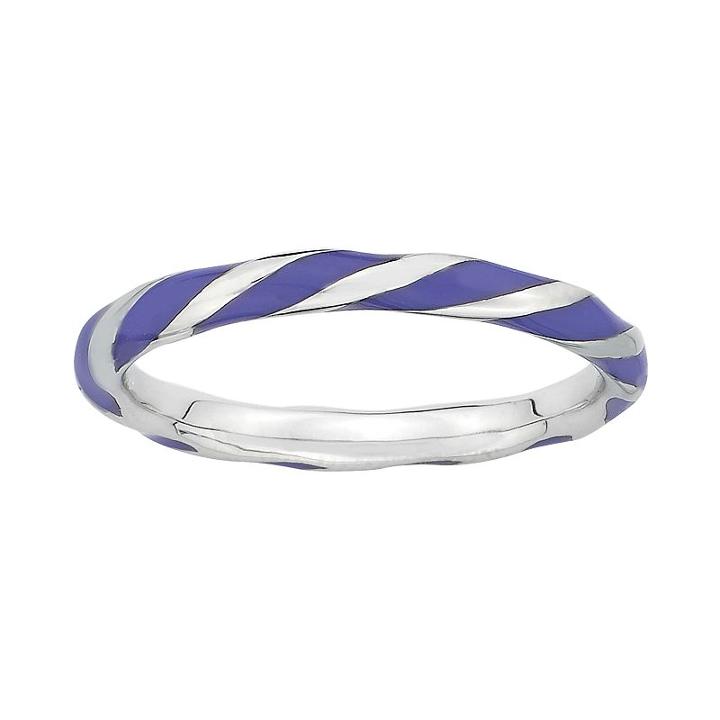 Stacks And Stones Sterling Silver Purple Enamel Twist Stack Ring, Women's, Size: 9