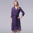 Women's Simply Vera Vera Wang Crepe Shirtdress, Size: Medium, Purple