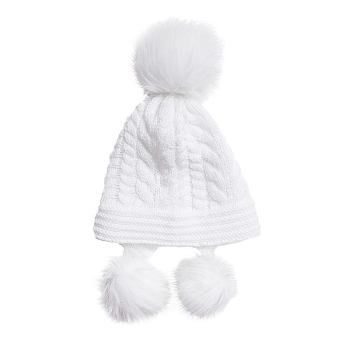 Women's Muk Luks Triple Pom-pom Beanie, Size: Fits Most, White Oth