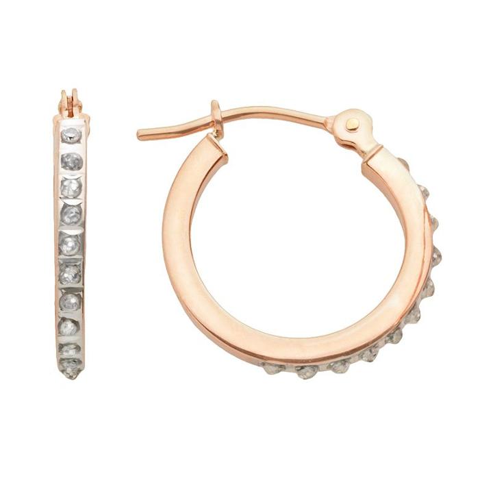 Diamond Fascination 14k Rose Gold Diamond Accent Hoop Earrings, Women's, Yellow