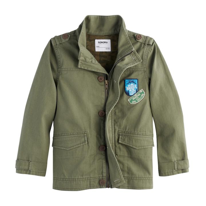 Boys 4-7x Sonoma Goods For Life&trade; Twill Jacket, Size: 6, Dark Green