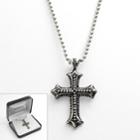 Stainless Steel Cross Pendant - Men, Grey