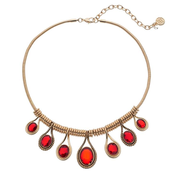 Dana Buchman Red Oval Stone Teardrop Statement Necklace, Women's