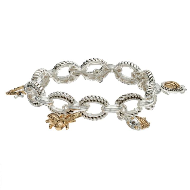 Napier Two Tone Oval Critter Charm Stretch Bracelet, Women's, Multicolor
