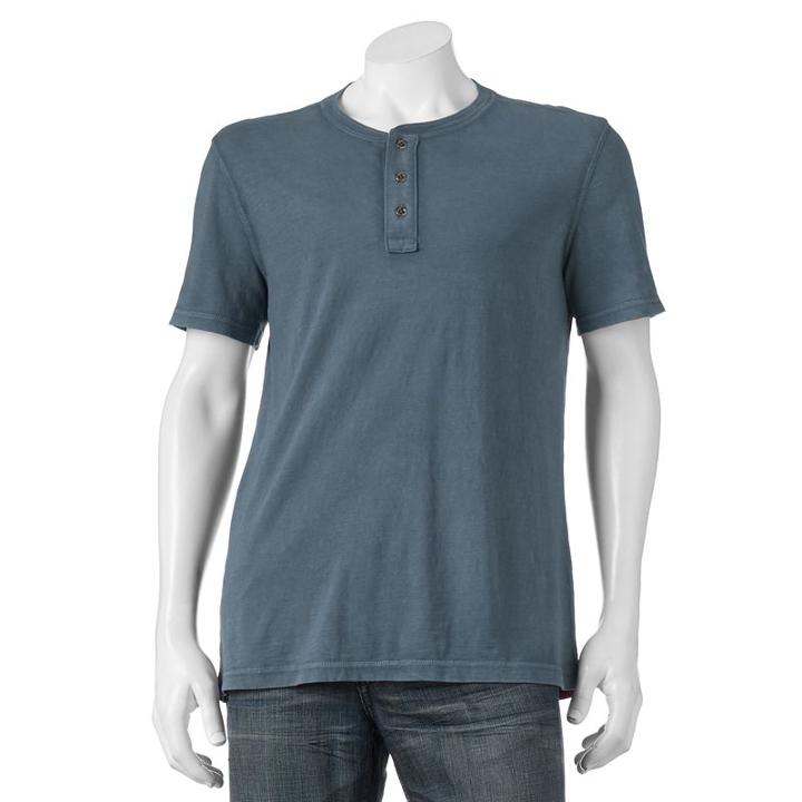 Men's Sonoma Goods For Life&trade; Classic-fit Garment-dyed Slubbed Henley, Size: Small, Med Blue