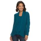 Women's Croft & Barrow&reg; Pointelle Mock-layer Sweater, Size: Large, Med Green