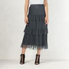 Women's Lc Lauren Conrad Tiered Tulle Midi Skirt, Size: Small, Grey