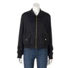 Plus Size Jennifer Lopez Embroidered Bomber Jacket, Women's, Size: 1xl, Black