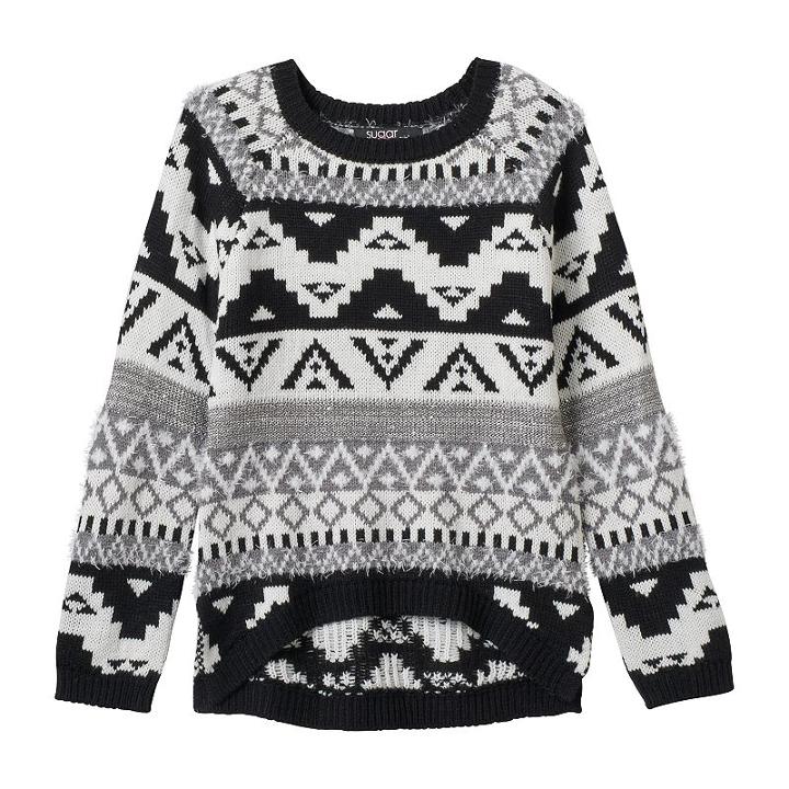 Girls 7-16 Sugar Rush Glitter Eyelash Sweater, Girl's, Size: Small, Black