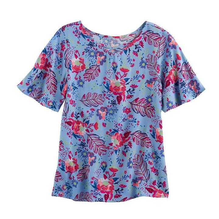 Girls 7-16 Mudd&reg; Flutter Sleeve Criss-cross Front Tee, Size: 7-8, Light Blue