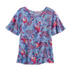 Girls 7-16 Mudd&reg; Flutter Sleeve Criss-cross Front Tee, Size: 7-8, Light Blue