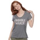 Juniors' Grayson Threads Trouble Maker Destructed Graphic Tee, Teens, Size: Medium, Grey (charcoal)