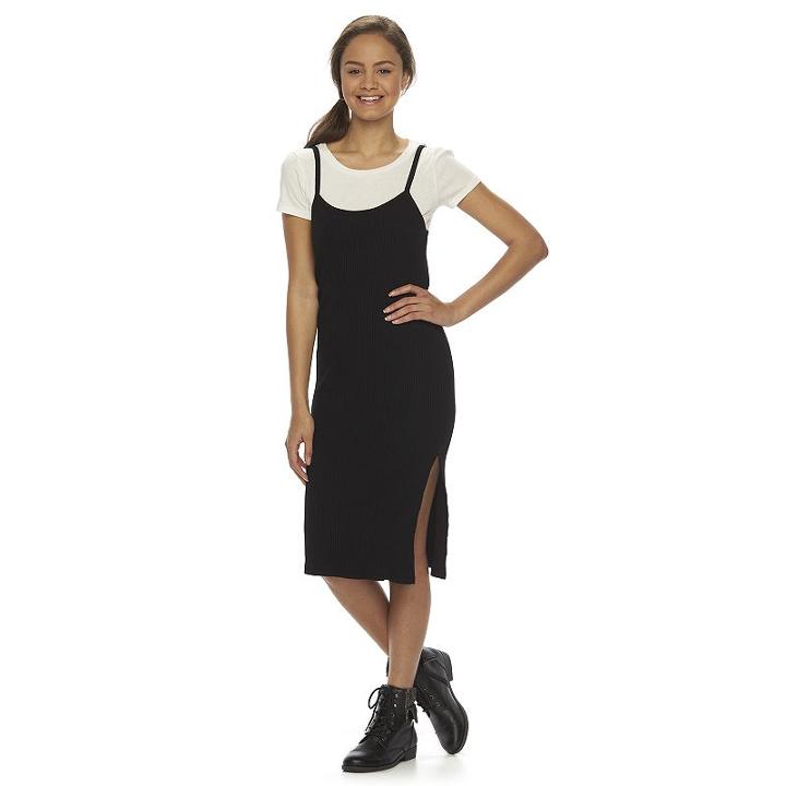 Juniors' Almost Famous Short Sleeve Tee & Slip Dress, Girl's, Size: Xl, Oxford